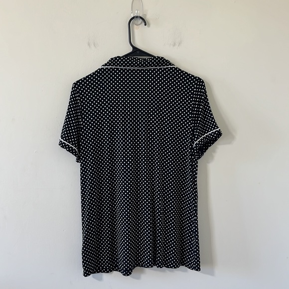 Soma Cool Nights Black White Polka Dot Short Sleeve Button Down Pajama Top Sz M - Picture 7 of 9